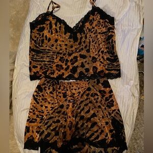 Victoria's Secret Animal Print Lace Pajama Set
